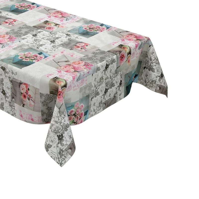 Wachstuch Tischdecke B9040-01 Rosenblüten Strick eckig rund oval