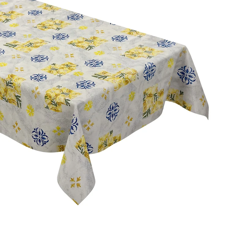 Wachstuch Tischdecke PC136-1 Zitrone Mosaikfliese Küche Sommer eckig rund oval