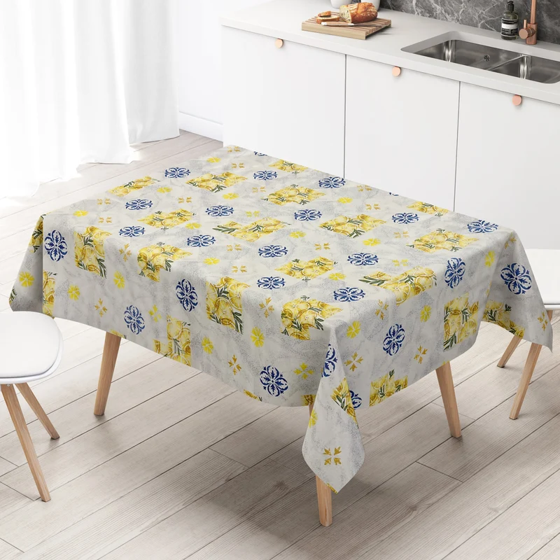 Wachstuch Tischdecke PC136-1 Zitrone Mosaikfliese Küche Sommer eckig rund oval