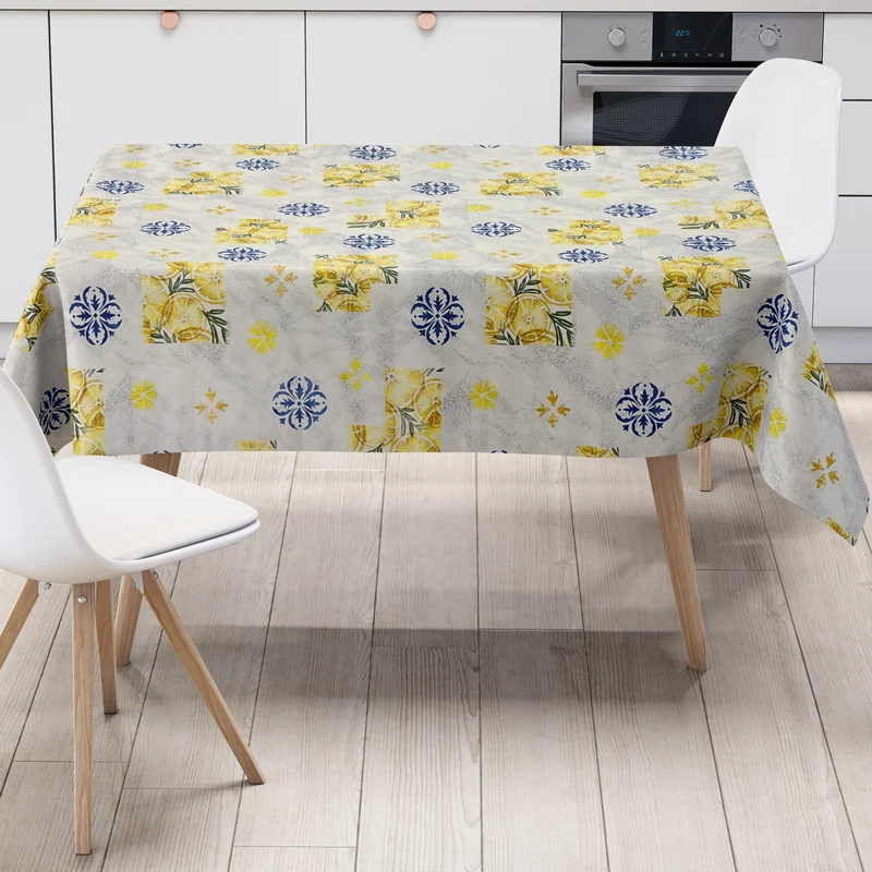 Wachstuch Tischdecke PC136-1 Zitrone Mosaikfliese Küche Sommer eckig rund oval