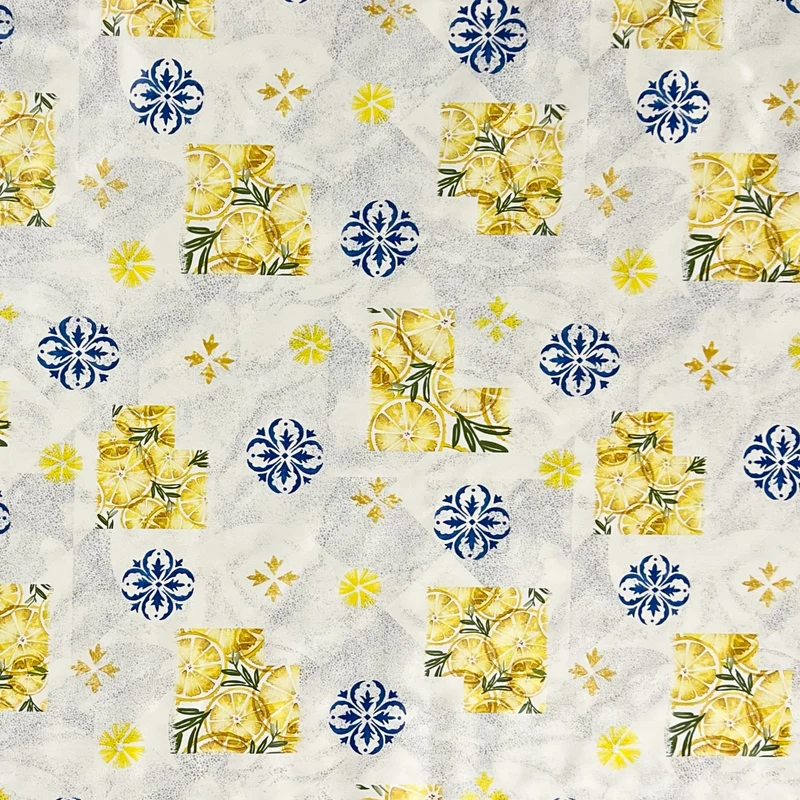 Wachstuch Tischdecke PC136-1 Zitrone Mosaikfliese Küche Sommer eckig rund oval