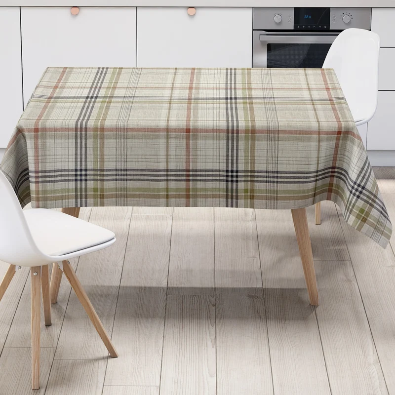 Wachstuch Tischdecke geprägt P1189-1 kariert beige eckig rund oval