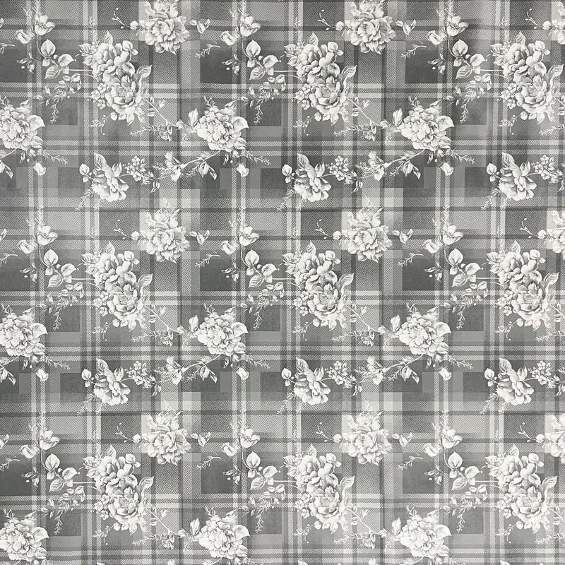 Wachstuch Tischdecke geprägt P1183-5 hellgrau Rosen kariert eckig rund oval