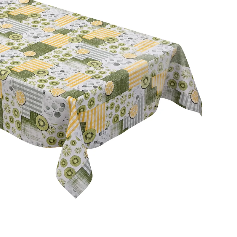 Wachstuch Tischdecke P8213-1 Zitronen Kiwi kariert abwaschbar eckig rund oval