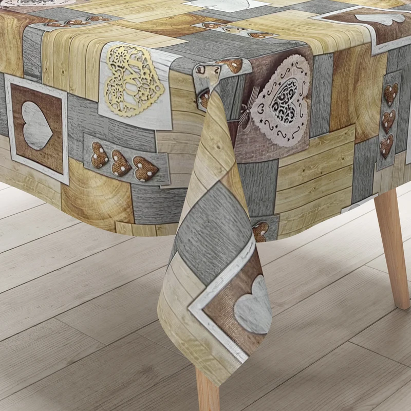 Wachstuch Tischdecke C141671 Holz Alm Love eckig rund oval