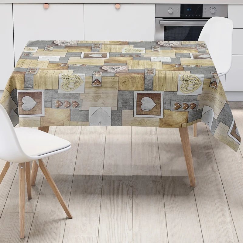 Wachstuch Tischdecke C141671 Holz Alm Love eckig rund oval