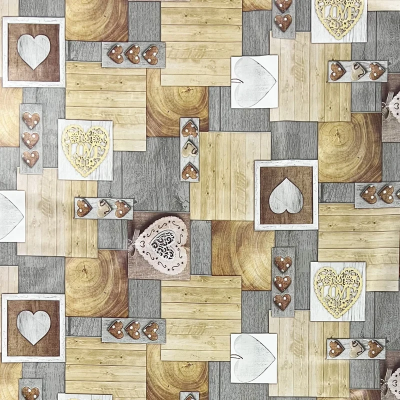 Wachstuch Tischdecke C141671 Holz Alm Love eckig rund oval