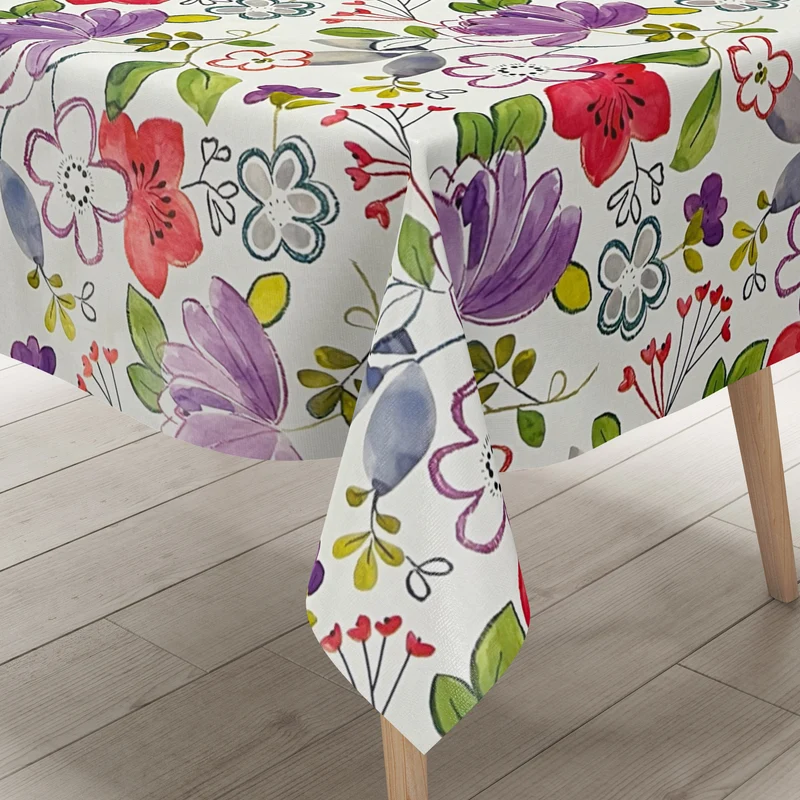 Wachstuch Tischdecke C141691 leicht meliert Sommer Blumen eckig rund oval nach Maß