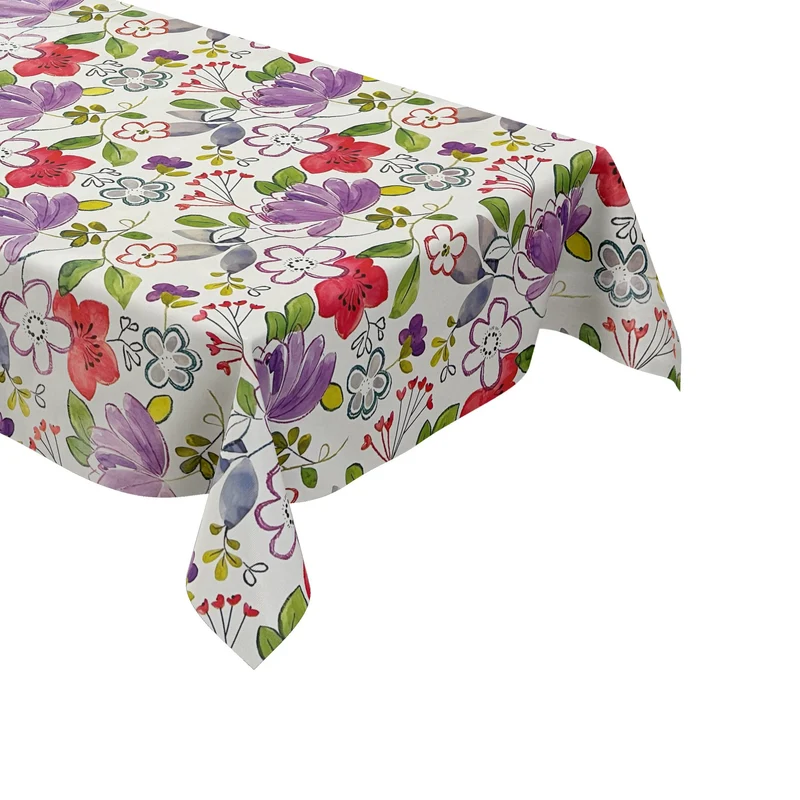Wachstuch Tischdecke C141691 leicht meliert Sommer Blumen eckig rund oval nach Maß