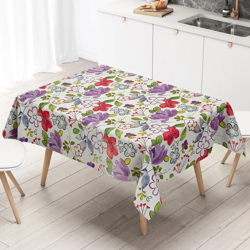 Wachstuch Tischdecke C141691 leicht meliert Sommer Blumen eckig rund oval nach Maß