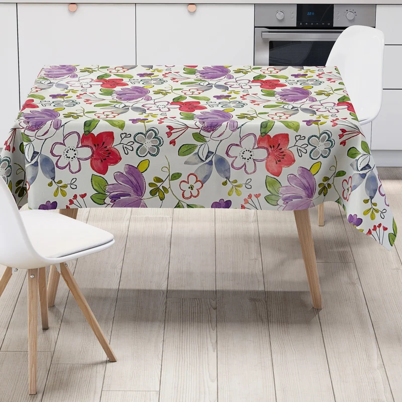 Wachstuch Tischdecke C141691 leicht meliert Sommer Blumen eckig rund oval nach Maß