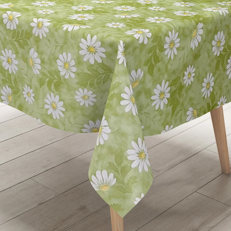 Wachstuch Tischdecke 01110-03 Margeriten grün Blumen Blüten Sommer Garten eckig rund oval