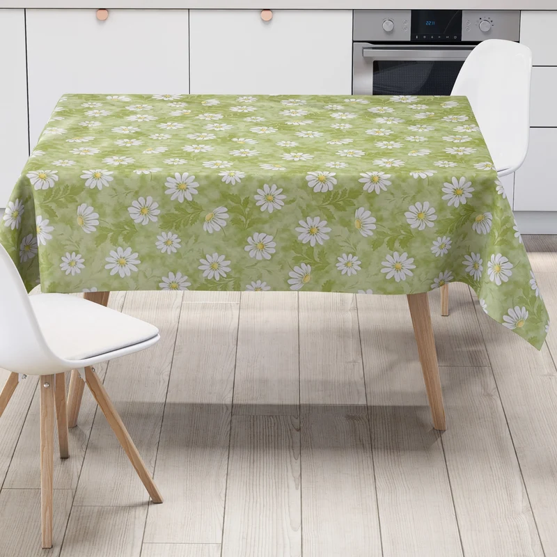 Wachstuch Tischdecke 01110-03 Margeriten grün Blumen Blüten Sommer Garten eckig rund oval