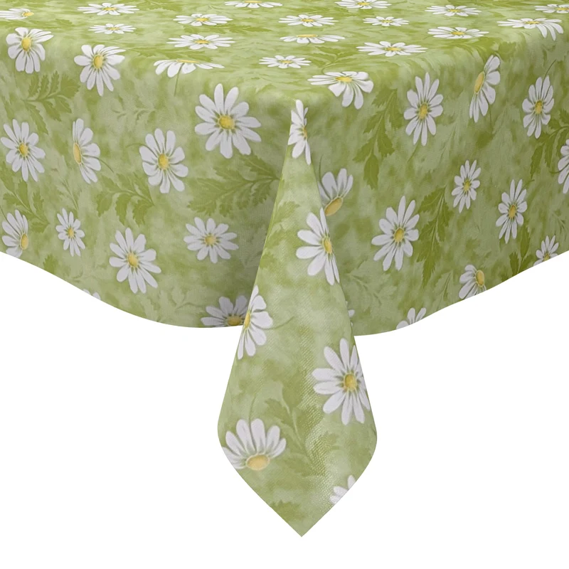 Wachstuch Tischdecke 01110-03 Margeriten grün Blumen Blüten Sommer Garten eckig rund oval