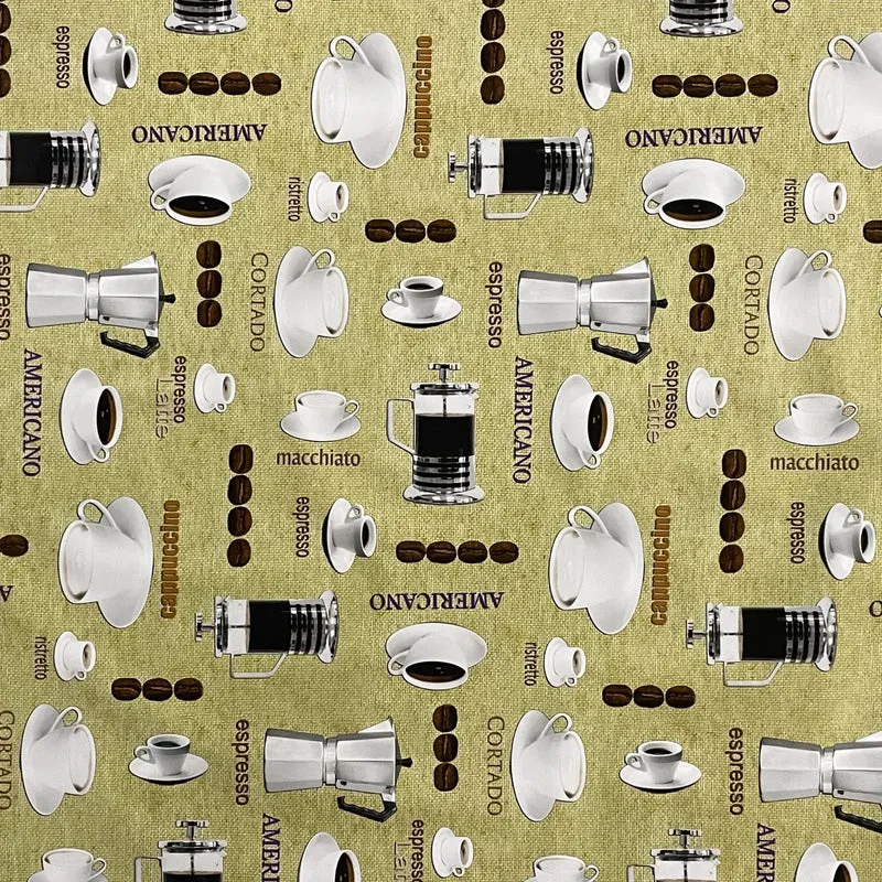 Wachstuch Tischdecke M19258 Kaffee Americano Espresso Küche grün eckig rund oval
