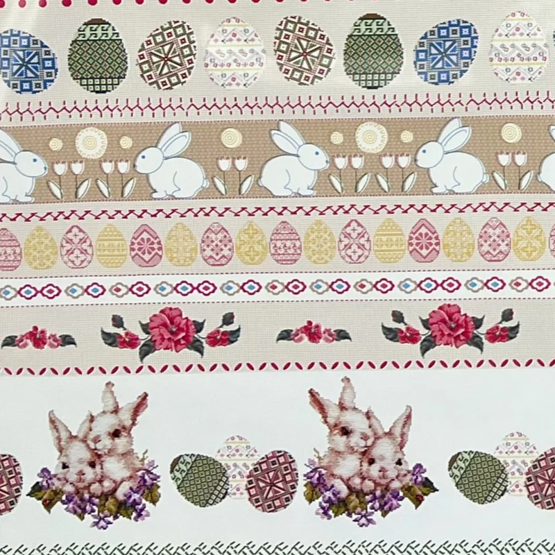 Wachstuch Tischdecke Meterware 01434-02 Ostern Osterhase Bordürenmuster eckig rund oval