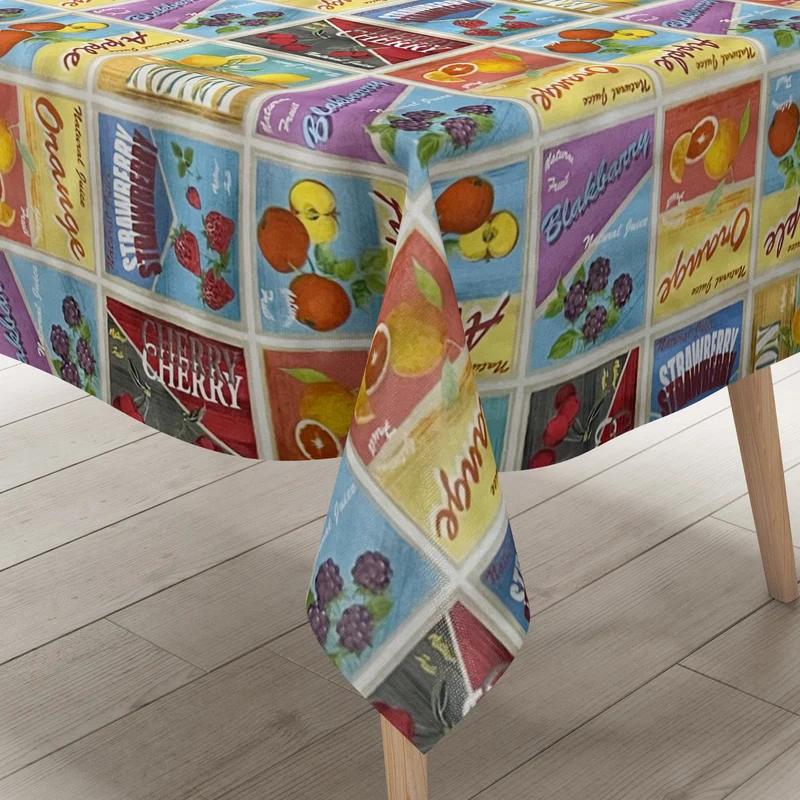 Wachstuch Tischdecke 06233-00 Früchte Obst retro classic Küche Sommer Garten eckig rund oval