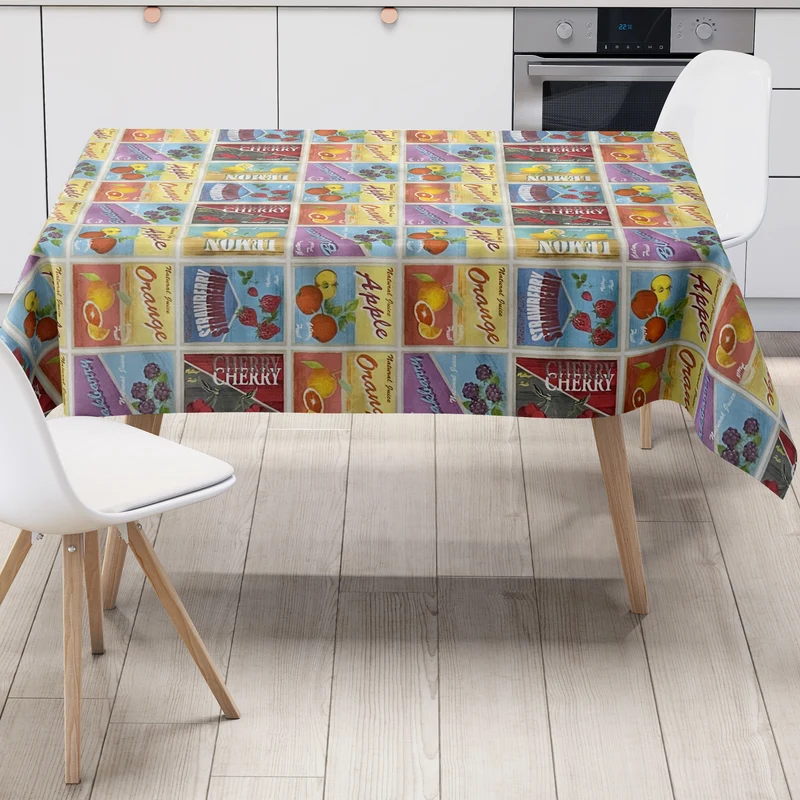 Wachstuch Tischdecke 06233-00 Früchte Obst retro classic Küche Sommer Garten eckig rund oval