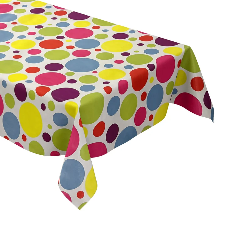 Wachstuch Tischdecke 06021-00 bunte Punkte auf weiss Kindergeburtstag eckig rund oval