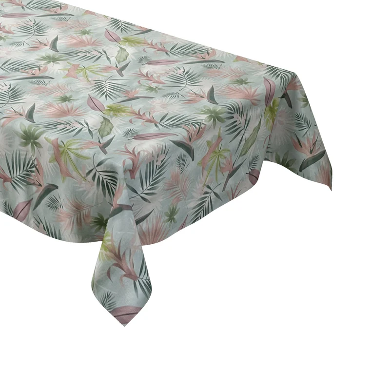 Wachstuch Tischdecke 01570-03 hellblau Monstera Blätter Dschungel floral eckig rund oval