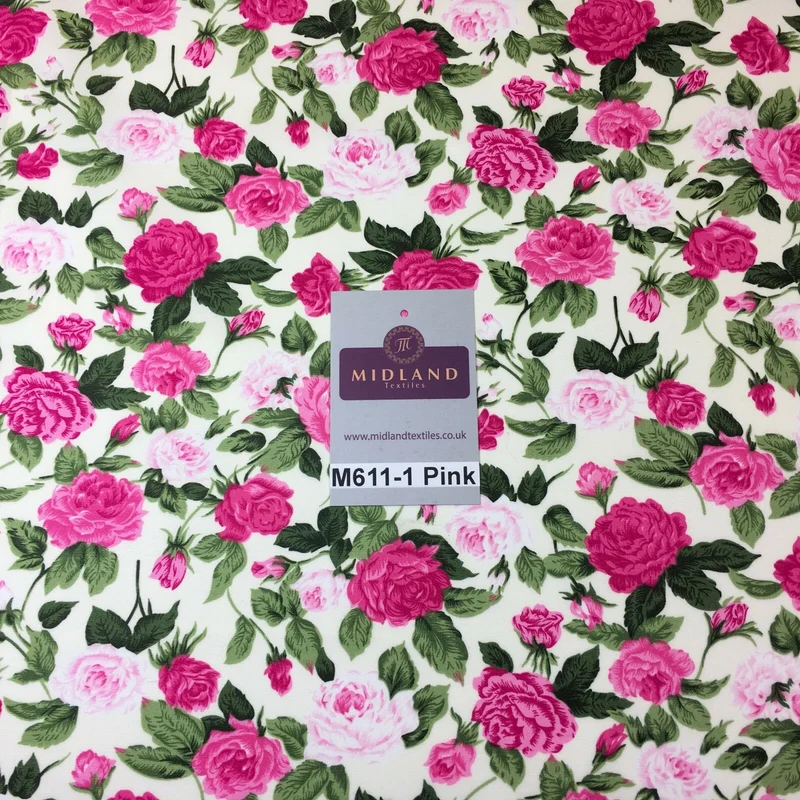 Vintage Victorian Rose Floral Cotton Fabric 111cm Wide M611