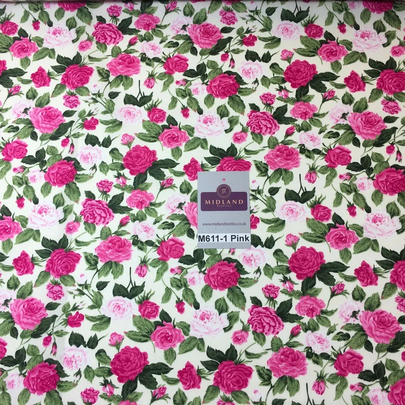 Vintage Victorian Rose Floral Cotton Fabric 111cm Wide M611