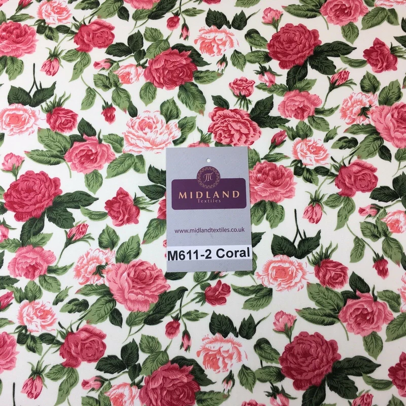 Vintage Victorian Rose Floral Cotton Fabric 111cm Wide M611