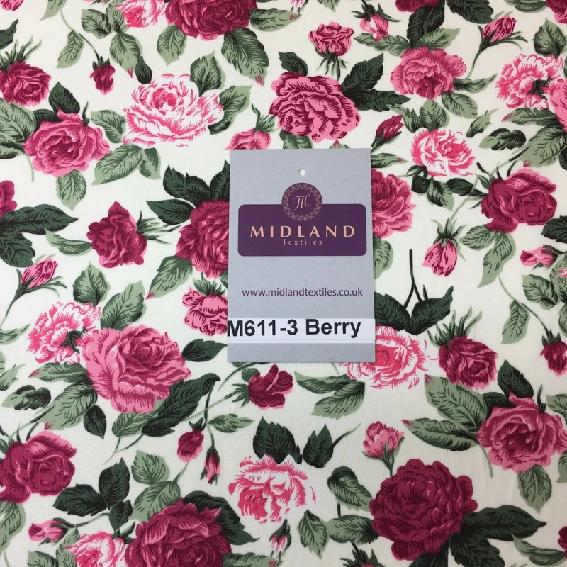 Vintage Victorian Rose Floral Cotton Fabric 111cm Wide M611