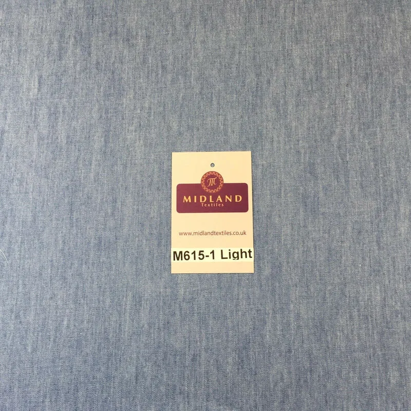 4oz Washed Denim Light-medium-dark blue 100% Cotton Fabric 146cm wide M615 Mtex