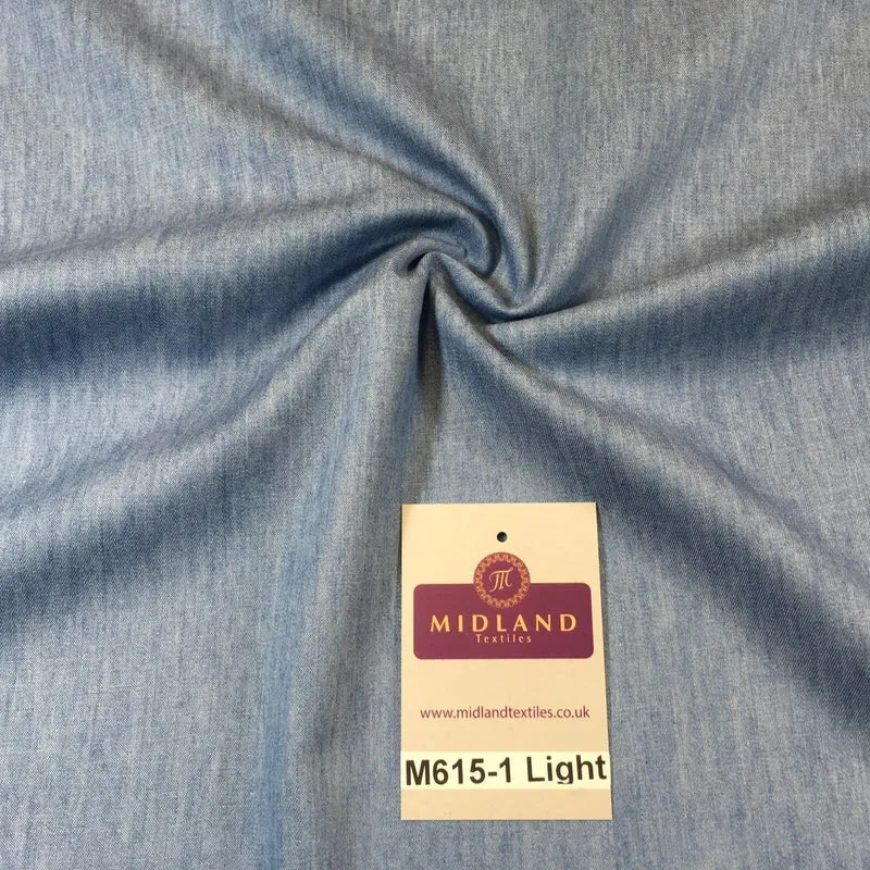 4oz Washed Denim Light-medium-dark blue 100% Cotton Fabric 146cm wide M615 Mtex