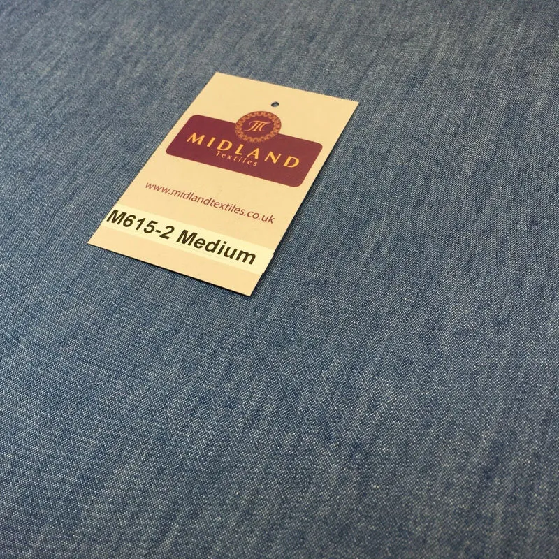 4oz Washed Denim Light-medium-dark blue 100% Cotton Fabric 146cm wide M615 Mtex