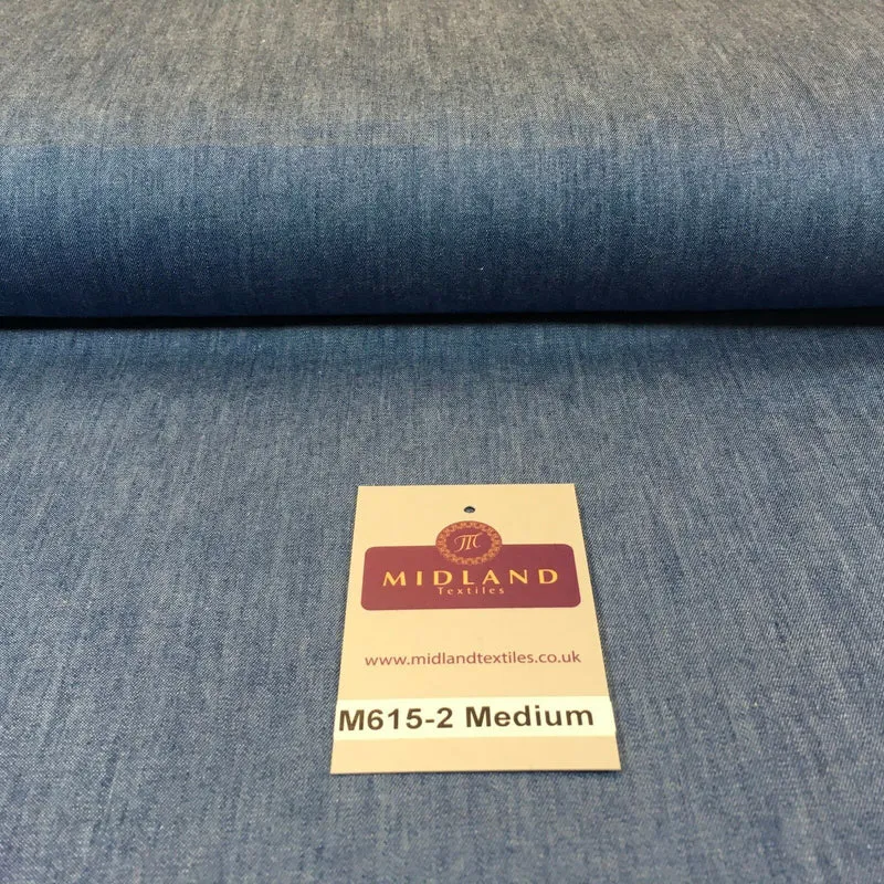 4oz Washed Denim Light-medium-dark blue 100% Cotton Fabric 146cm wide M615 Mtex