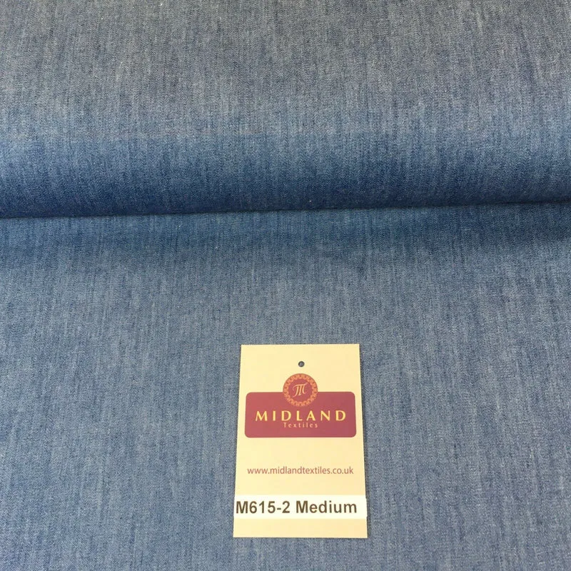 4oz Washed Denim Light-medium-dark blue 100% Cotton Fabric 146cm wide M615 Mtex