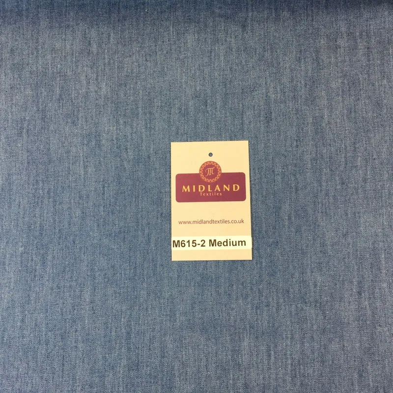 4oz Washed Denim Light-medium-dark blue 100% Cotton Fabric 146cm wide M615 Mtex