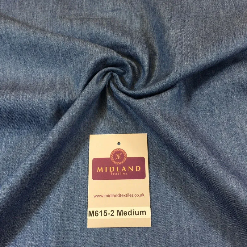 4oz Washed Denim Light-medium-dark blue 100% Cotton Fabric 146cm wide M615 Mtex