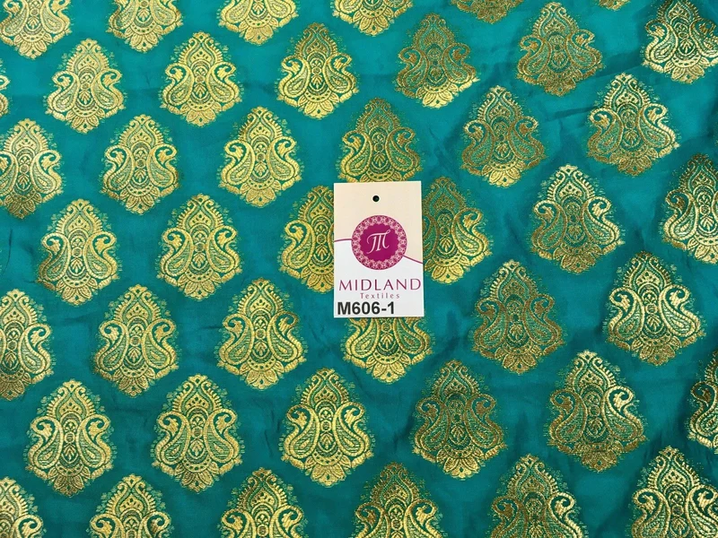 Indian Paisley Ornamental Metallic faux silk banarsi Brocade 44" Wide M606