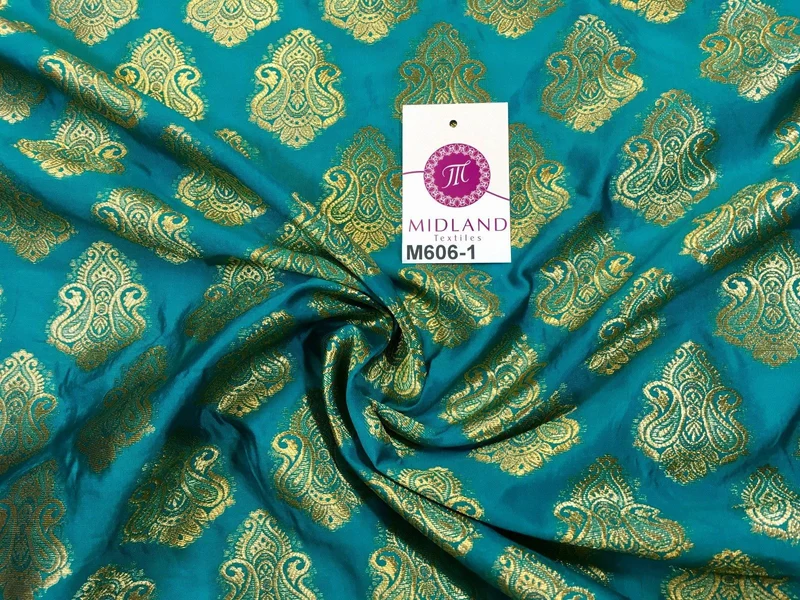Indian Paisley Ornamental Metallic faux silk banarsi Brocade 44" Wide M606