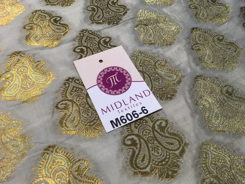 Indian Paisley Ornamental Metallic faux silk banarsi Brocade 44" Wide M606