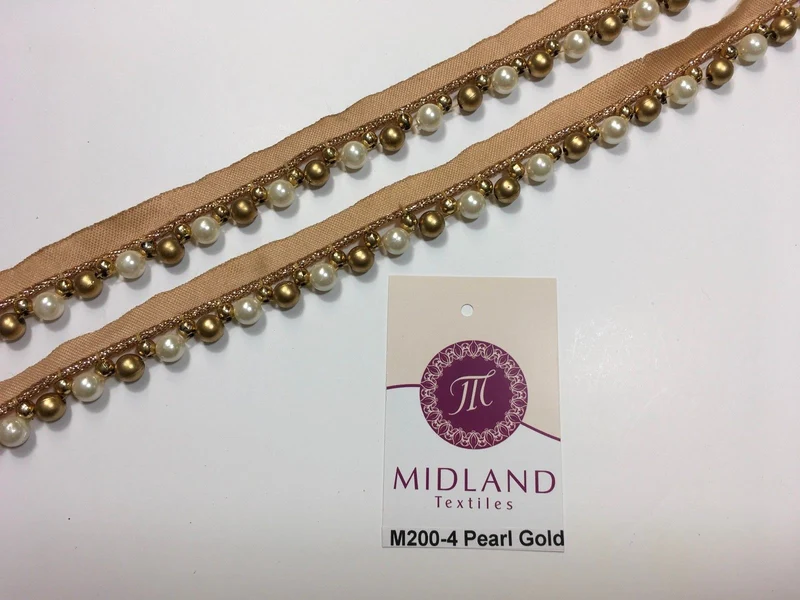 Vintage Pearl beaded Ribbon Crafting, Edging and Trimmings M200 Mtex