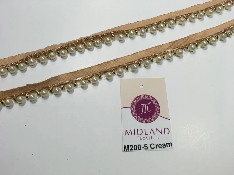 Vintage Pearl beaded Ribbon Crafting, Edging and Trimmings M200 Mtex