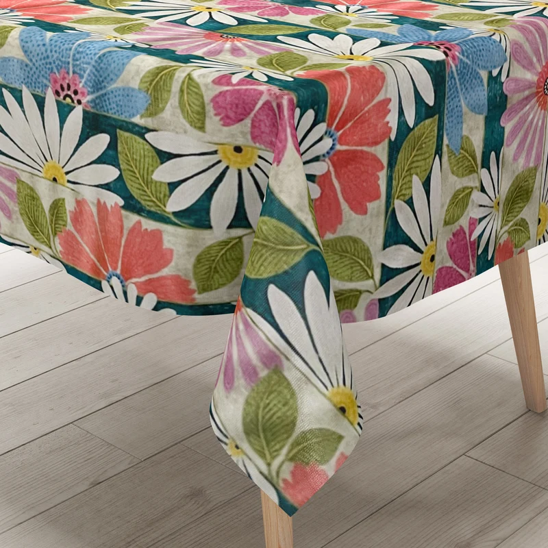 Wachstuch Tischdecke C144141 Blumen Blüten gestreift modern floral Sommer eckig rund oval