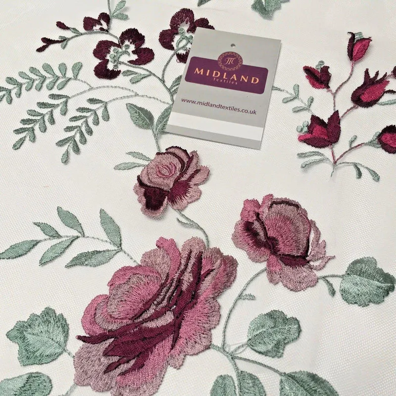 Floral Vintage embroidered elegant wedding dress net fabric 55" Wide MV985 Mtex