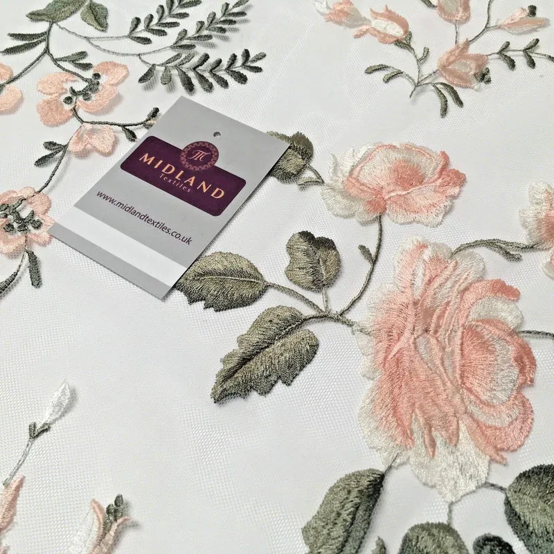 Floral Vintage Elegant embroidered Net dress fabric 55" Wide MV986 Mtex