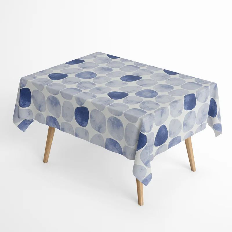 textile Tischdecke Jacquard beschichtete Baumwolle ARAPOFF RIO Steine blau eckig rund oval