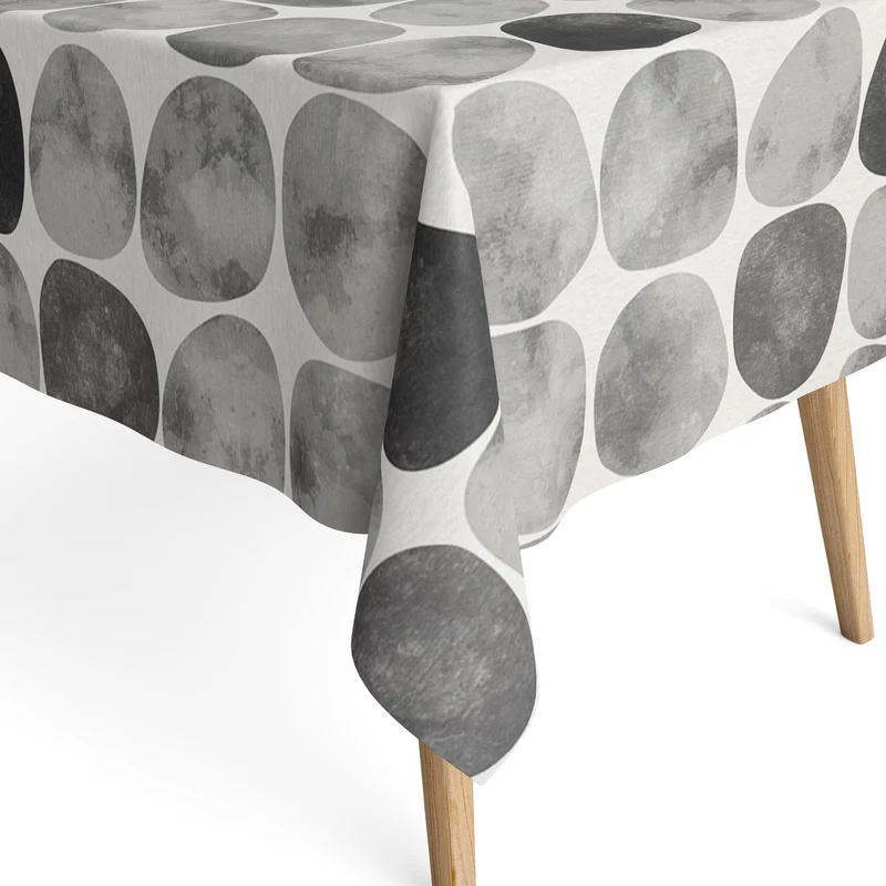 textile Tischdecke Jacquard beschichtete Baumwolle ARAPOFF PIEDRA Steine grau eckig rund oval