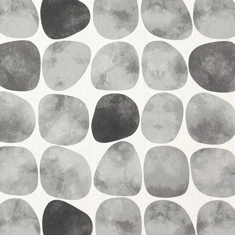 textile Tischdecke Jacquard beschichtete Baumwolle ARAPOFF PIEDRA Steine grau eckig rund oval