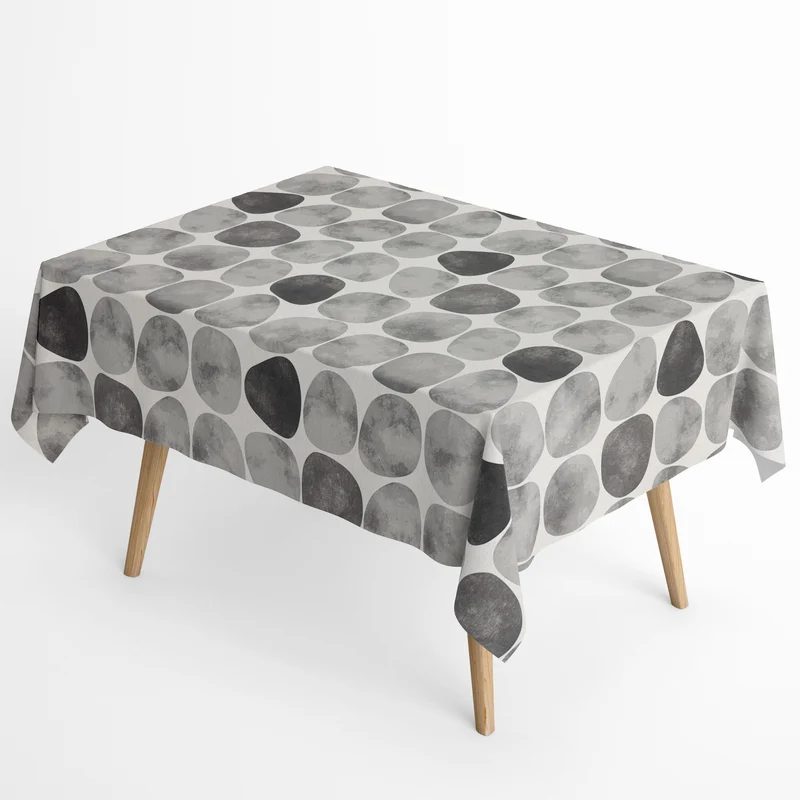 textile Tischdecke Jacquard beschichtete Baumwolle ARAPOFF PIEDRA Steine grau eckig rund oval