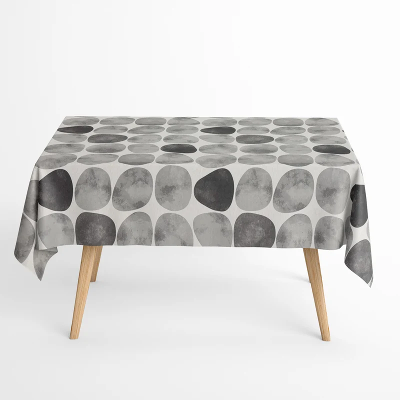 textile Tischdecke Jacquard beschichtete Baumwolle ARAPOFF PIEDRA Steine grau eckig rund oval