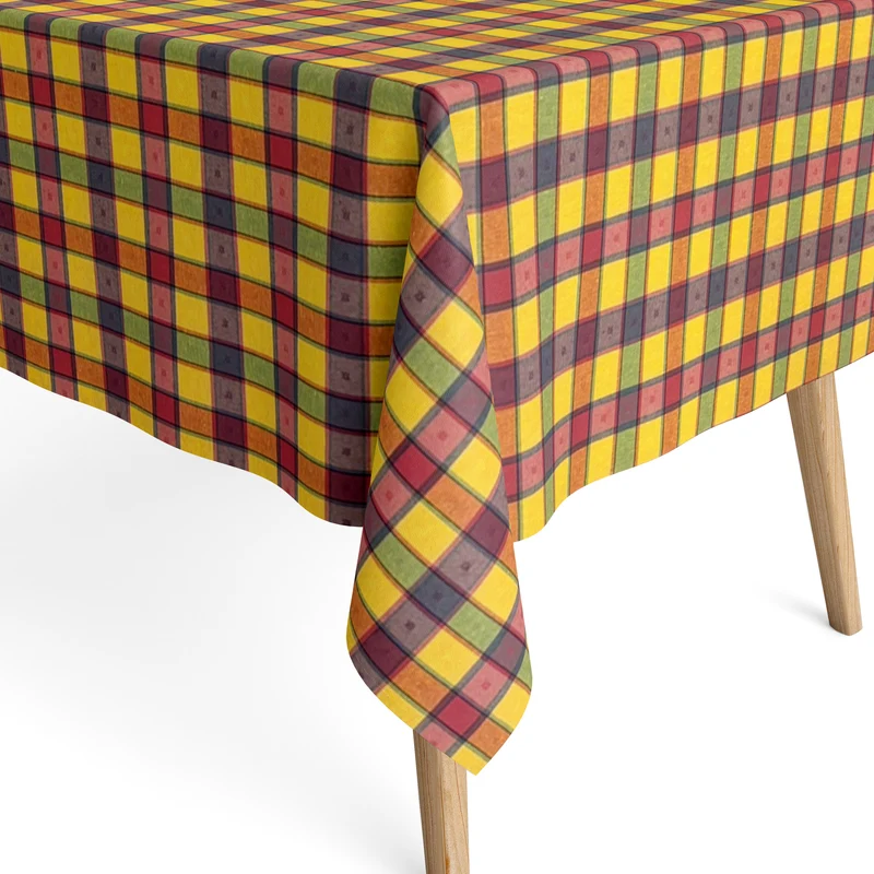 textile Tischdecke Jacquard beschichtete Baumwolle VERONES kariert Karo eckig rund oval