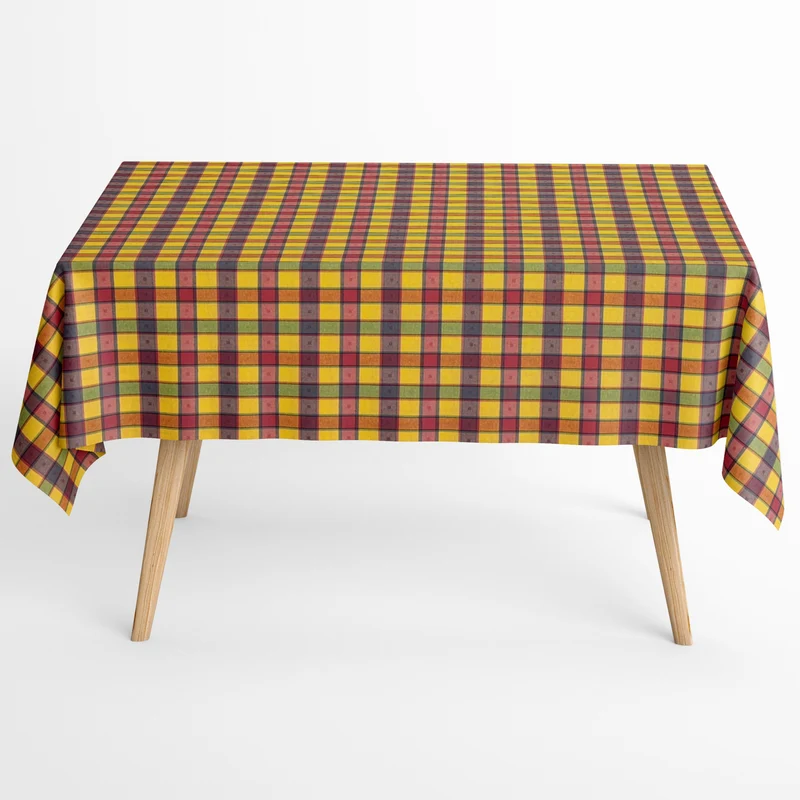 textile Tischdecke Jacquard beschichtete Baumwolle VERONES kariert Karo eckig rund oval